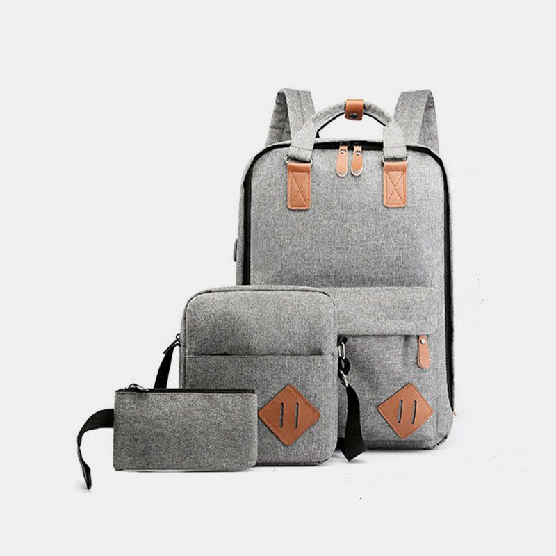 Männer 3pcs Usb Ladekopfhörer Loch 15.6 Zoll Laptoptasche Multifunktionsrucksack