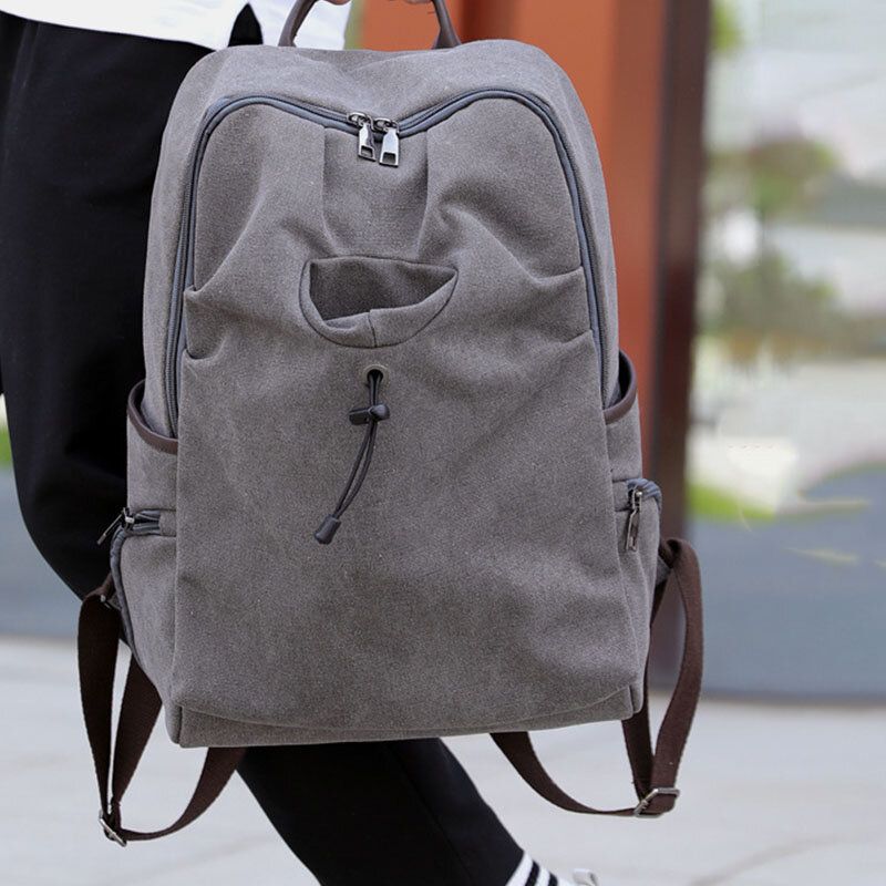 Männer Canvas Fold Große Kapazität Lässige Reise 14 Zoll Laptoptasche Reisetasche Schultasche Rucksack