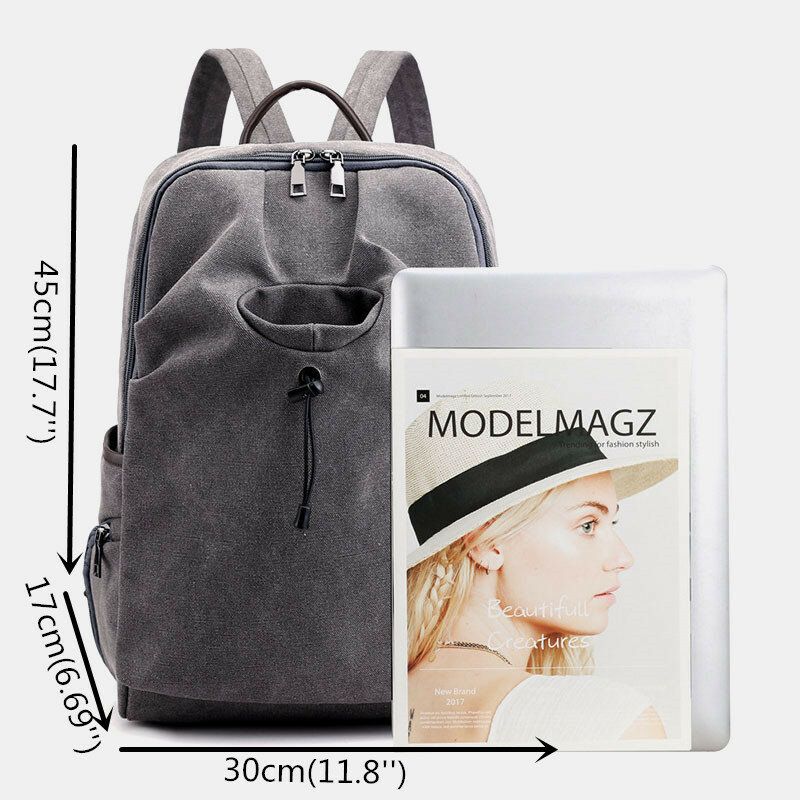 Männer Canvas Fold Große Kapazität Lässige Reise 14 Zoll Laptoptasche Reisetasche Schultasche Rucksack