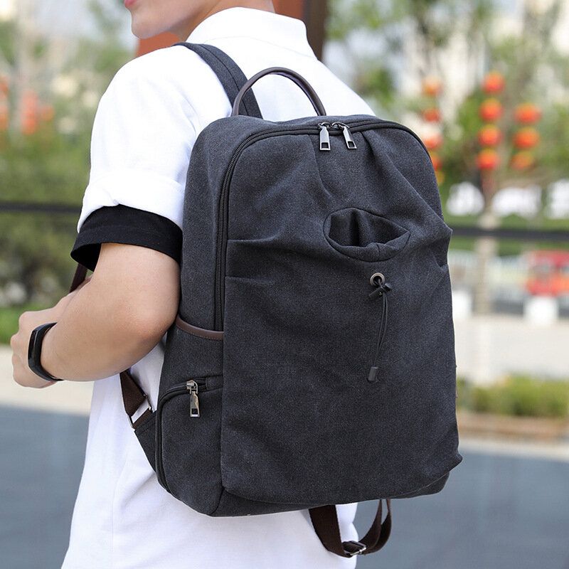 Männer Canvas Fold Große Kapazität Lässige Reise 14 Zoll Laptoptasche Reisetasche Schultasche Rucksack