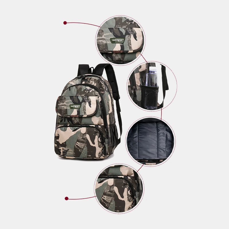 Männer Große Kapazität Camouflage Wasserdichte Schüler Schultasche 15.6 Zoll Laptoptasche Reise Outdoor Rucksack