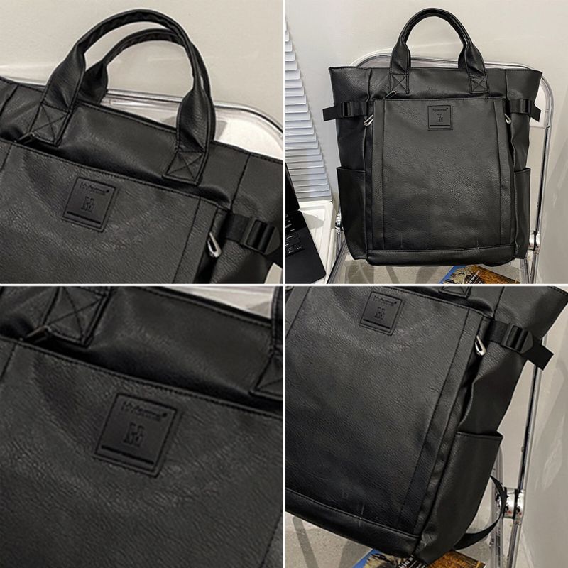 Männer Kunstleder Vintage Große Kapazität Wasserdichte Rucksäcke Laptop Weicher Retro Reiserucksack