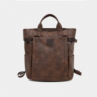 Männer Kunstleder Vintage Große Kapazität Wasserdichte Rucksäcke Laptop Weicher Retro Reiserucksack