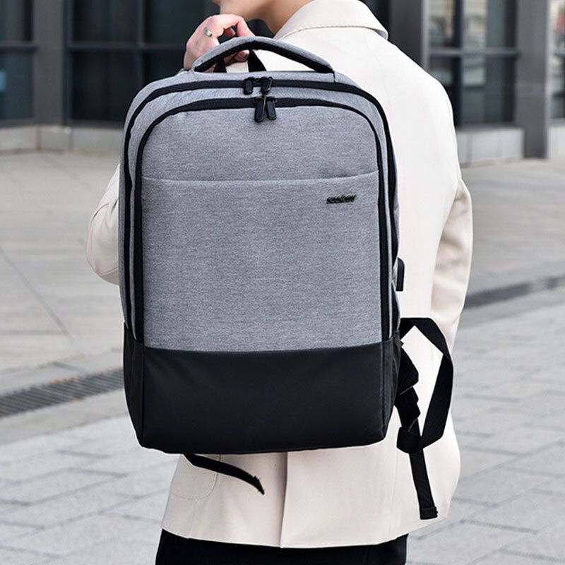 Männer Nylon Usb-aufladung Casual Große Kapazität 15.6 Zoll Laptoptasche Reiserucksack