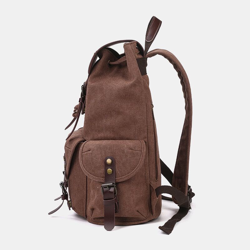 Männer Oil Wax Canvas Lässiger Wasserdichter Multi-pocket-rucksack Mit Großer Kapazität 15.6-zoll-laptoptasche Umhängetasche