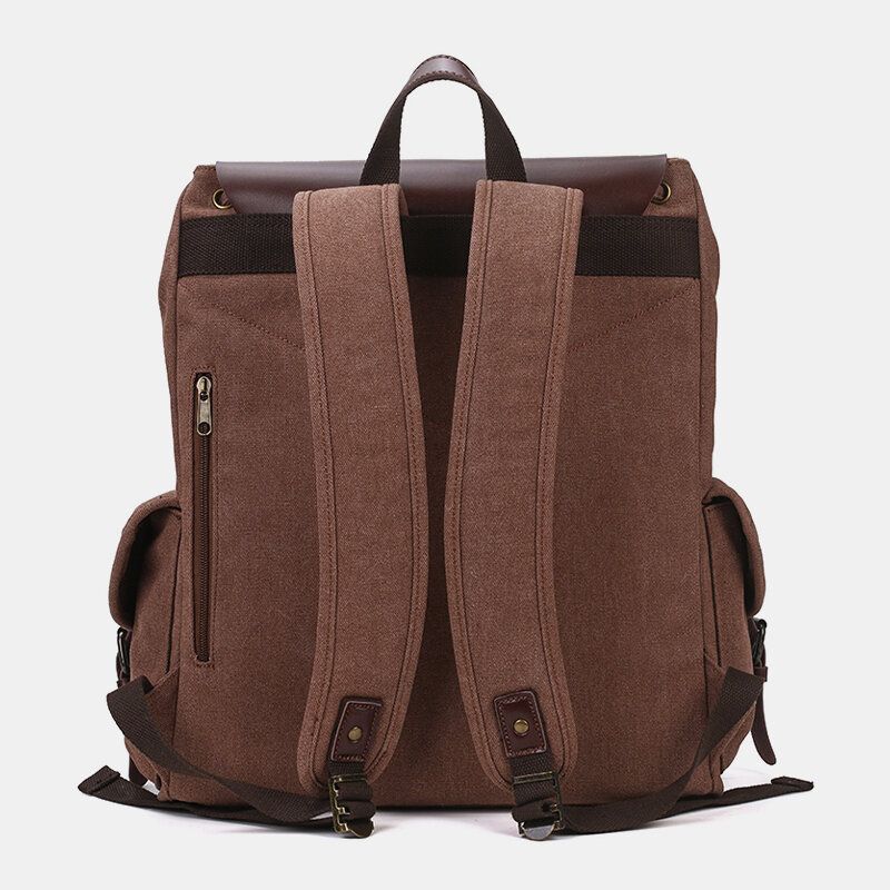 Männer Oil Wax Canvas Lässiger Wasserdichter Multi-pocket-rucksack Mit Großer Kapazität 15.6-zoll-laptoptasche Umhängetasche