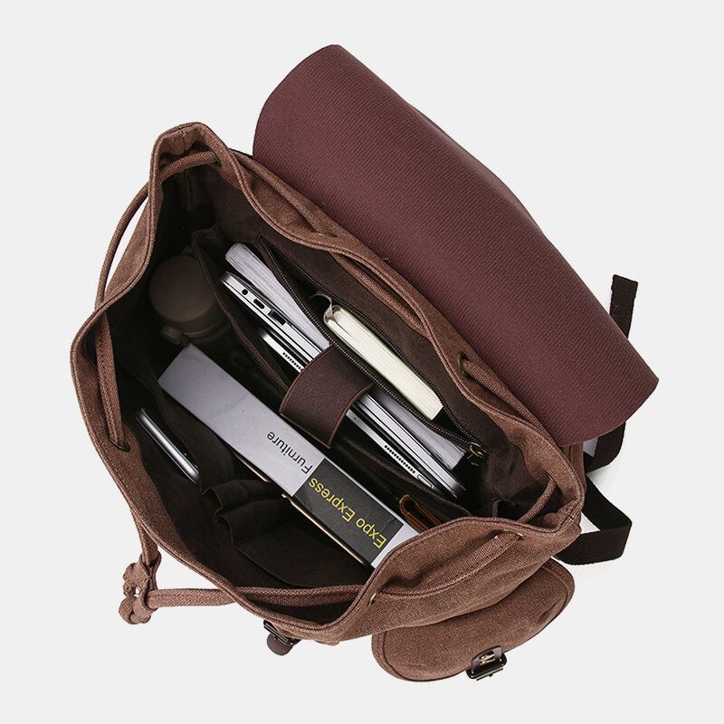 Männer Oil Wax Canvas Lässiger Wasserdichter Multi-pocket-rucksack Mit Großer Kapazität 15.6-zoll-laptoptasche Umhängetasche