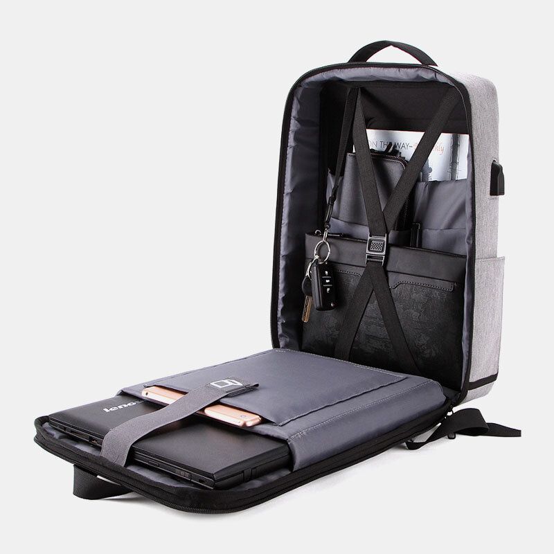 Männer Oxford-stoff Große Kapazität Wasserdichte Usb-lade 16-zoll-laptoptasche Anti-diebstahl-business-outdoor-handtaschen-rucksack