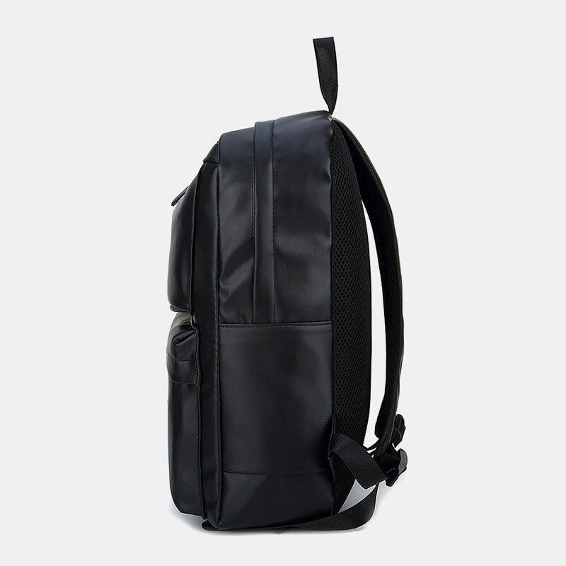 Männer Pu-leder Multi-pocket Vintage 14-zoll-laptoptasche Große Kapazität Reise-camping-rucksack