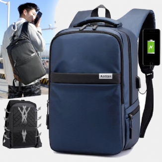 Männer Usb-aufladung Outdoor Nylon Reise Wasserdicht Große Kapazität 13 Zoll Laptoptasche Reisetasche Rucksack