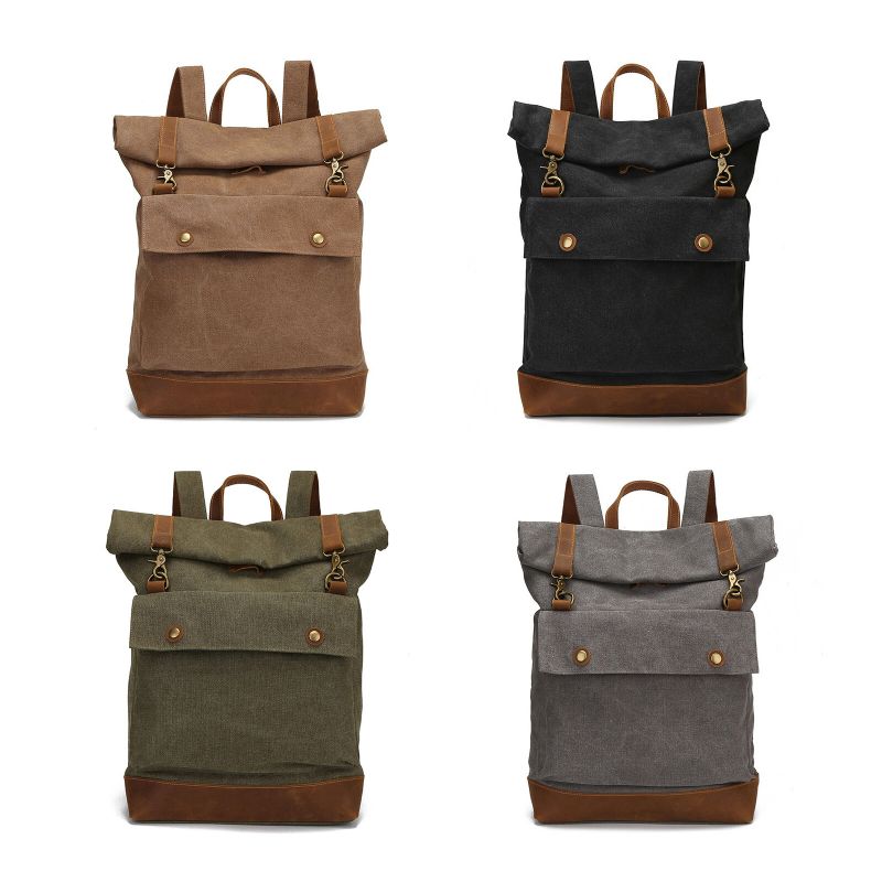 Männer Vintage Canvas Leder Stitching Rucksack Große Kapazität Multifunktionaler Casual Reiserucksack