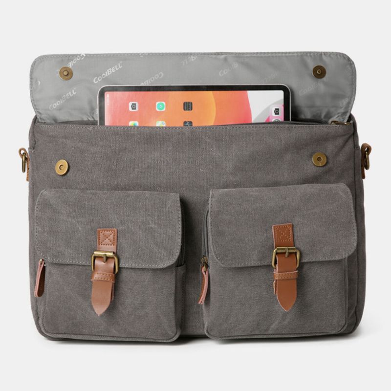 Männer Vintage Casual Canvas Große Kapazität 17 Zoll Laptoptasche Rucksack Umhängetasche Mit Mehreren Taschen