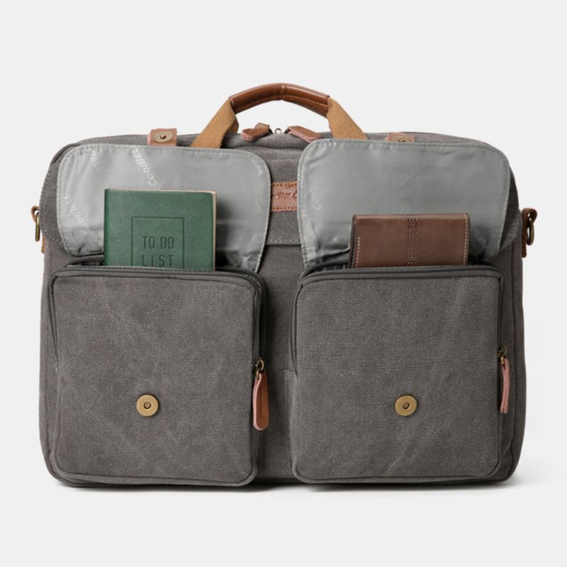 Männer Vintage Casual Canvas Große Kapazität 17 Zoll Laptoptasche Rucksack Umhängetasche Mit Mehreren Taschen