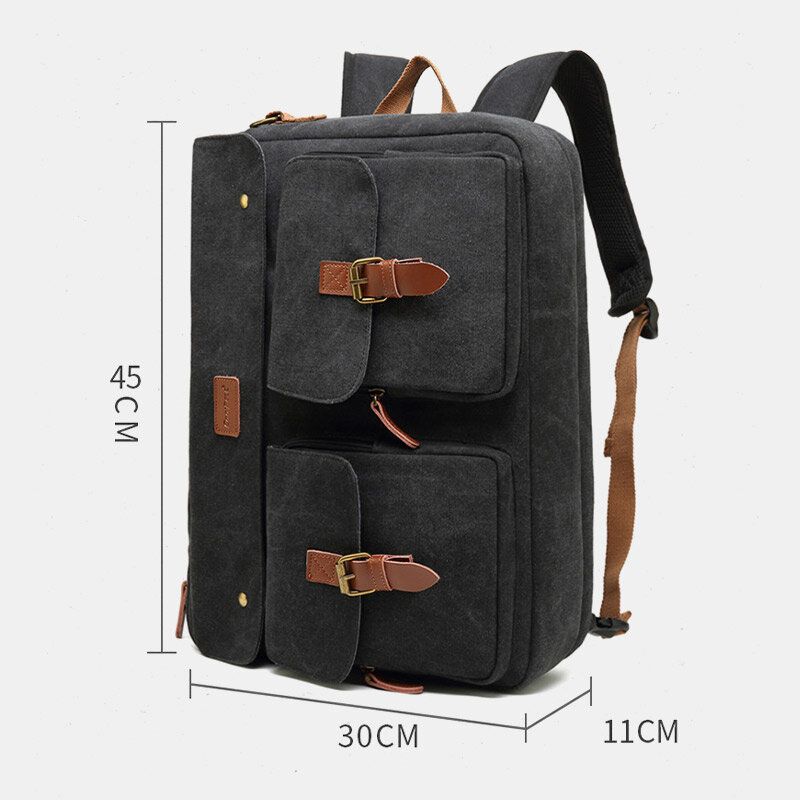 Männer Vintage Casual Canvas Große Kapazität 17 Zoll Laptoptasche Rucksack Umhängetasche Mit Mehreren Taschen