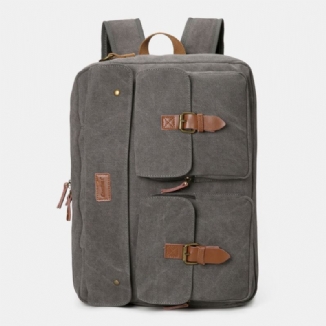 Männer Vintage Casual Canvas Große Kapazität 17 Zoll Laptoptasche Rucksack Umhängetasche Mit Mehreren Taschen