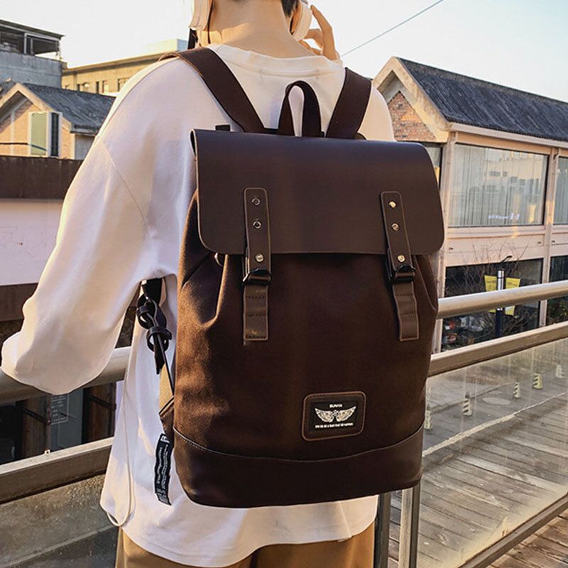 Männer Vintage Verschleißfester Freizeitrucksack Aus Kunstleder Mit Großem Fassungsvermögen