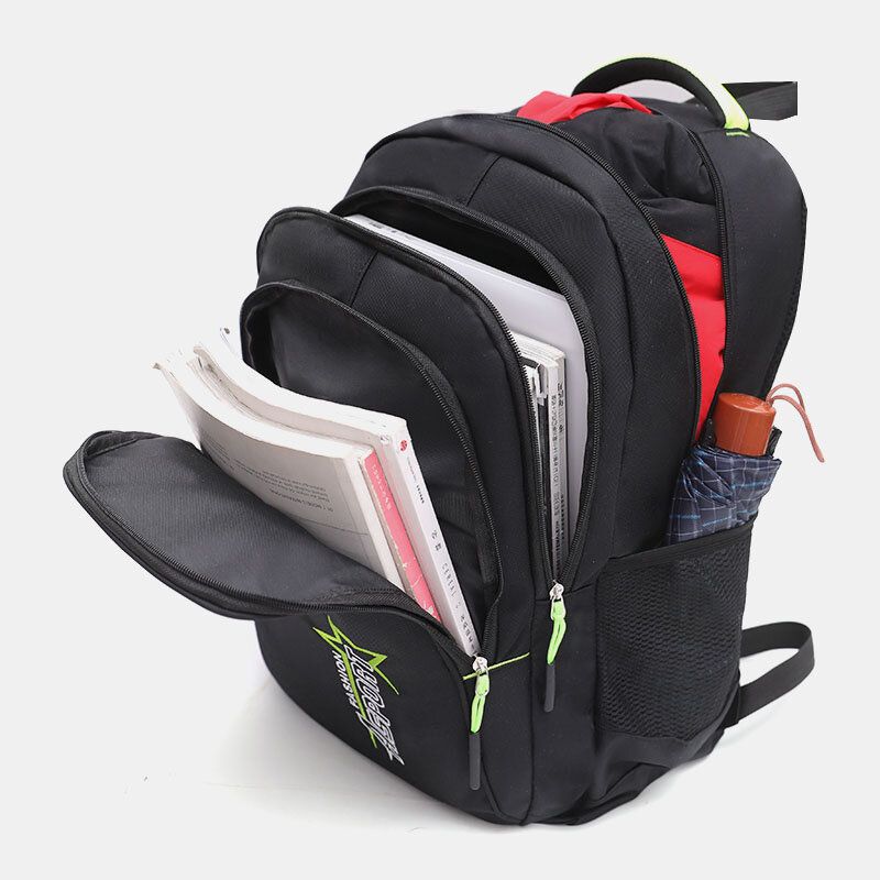 Mehrschichtiger Unisex-nylon-rucksack Mit Großer Kapazität Einfarbig Schultasche Reiserucksack