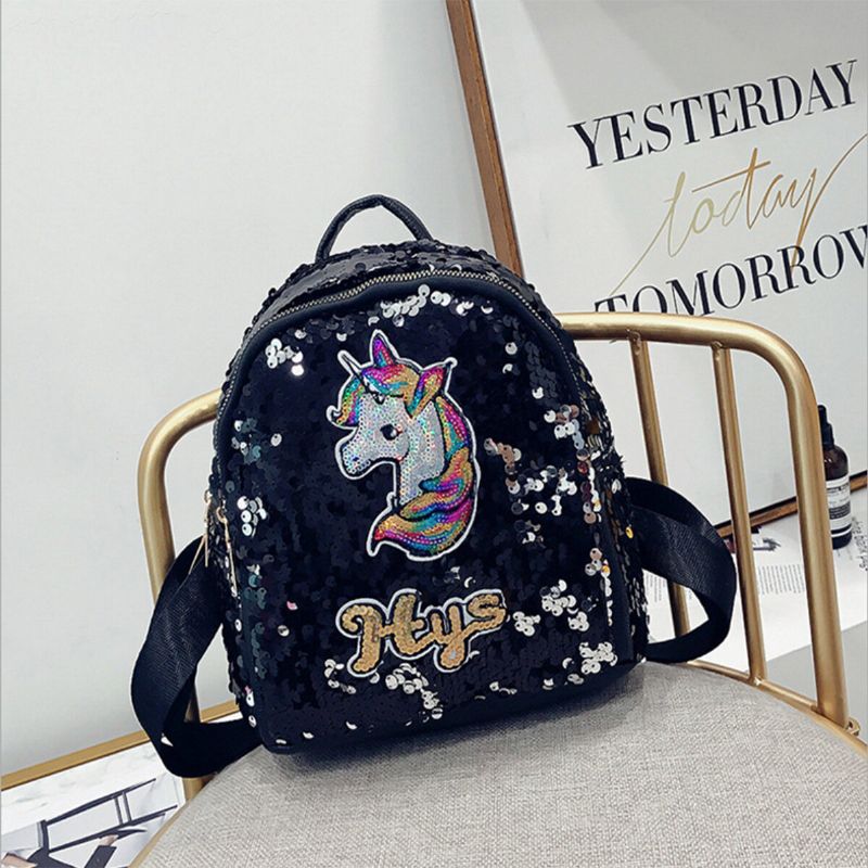 Pailletten 3d Einhorn Muster Rucksack Schule Einkaufstasche Rucksack Schulranzen