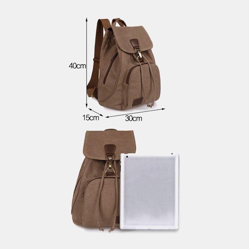 Unisex Canvas Kordelzug Große Kapazität Reise 15 Zoll Multi-tragetasche Rucksack Umhängetasche Handtasche