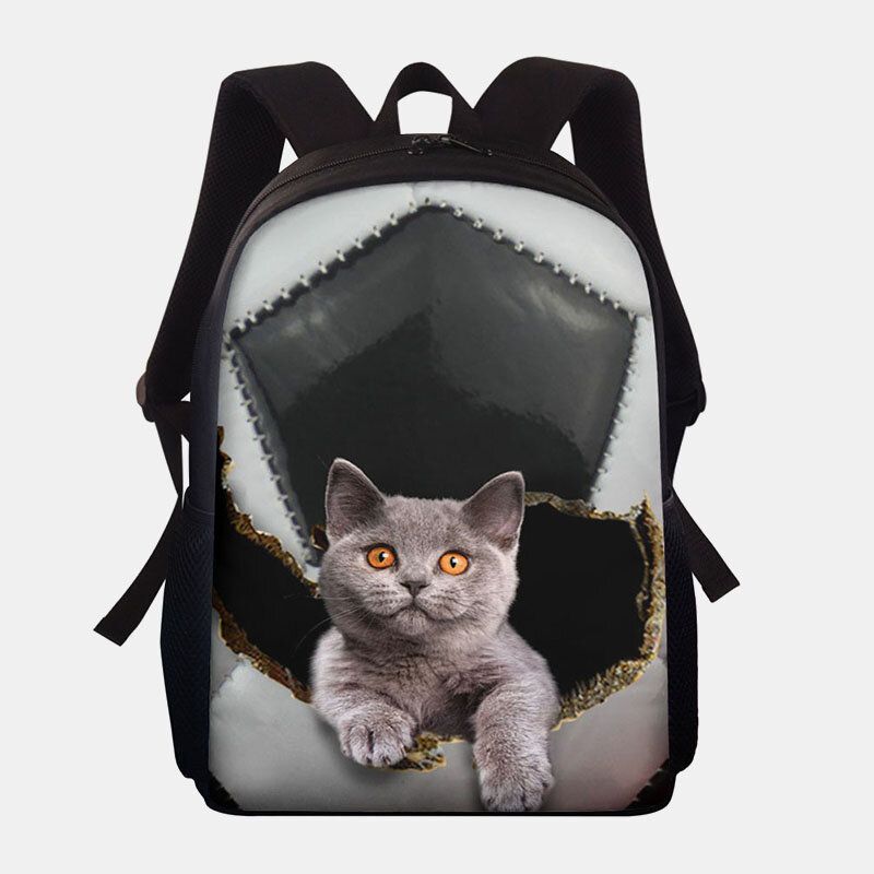 Unisex Dacron Große Kapazität Katze Hund Im Baseball Fußball Musterdruck Rucksack Schultasche