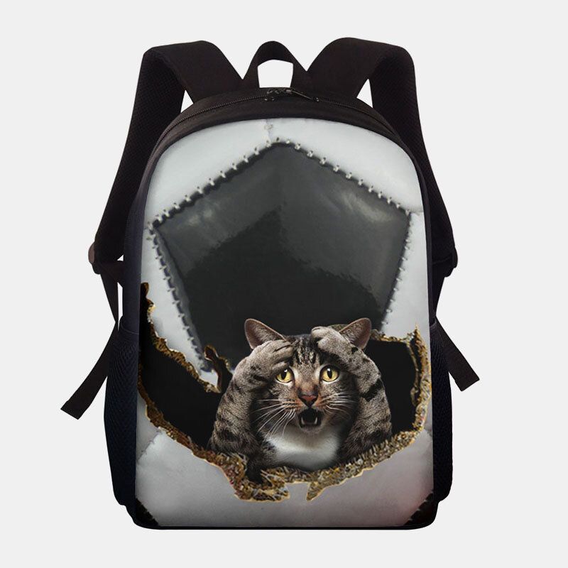 Unisex Dacron Große Kapazität Katze Hund Im Baseball Fußball Musterdruck Rucksack Schultasche