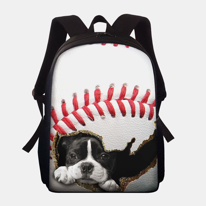 Unisex Dacron Große Kapazität Katze Hund Im Baseball Fußball Musterdruck Rucksack Schultasche