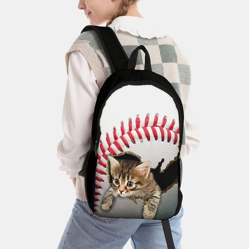 Unisex Dacron Große Kapazität Katze Hund Im Baseball Fußball Musterdruck Rucksack Schultasche