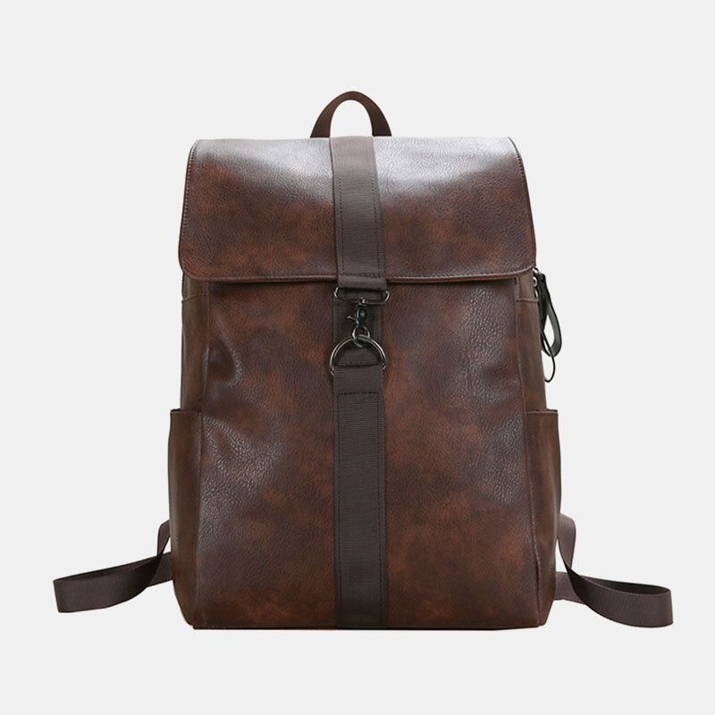 Unisex Kunstleder Retro Große Kapazität Outdoor 15.6 Zoll Laptoptasche Schultasche Rucksack