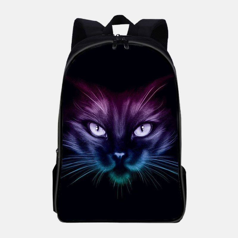 Unisex-oxford-rucksack Mit Fluoreszierendem Katzenmuster Und Großem Fassungsvermögen