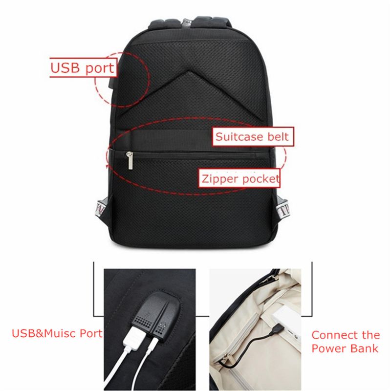 Wasserdichter Anti-diebstahl-frauen-usb-port-rucksack Laptop Reise Schule Umhängetasche