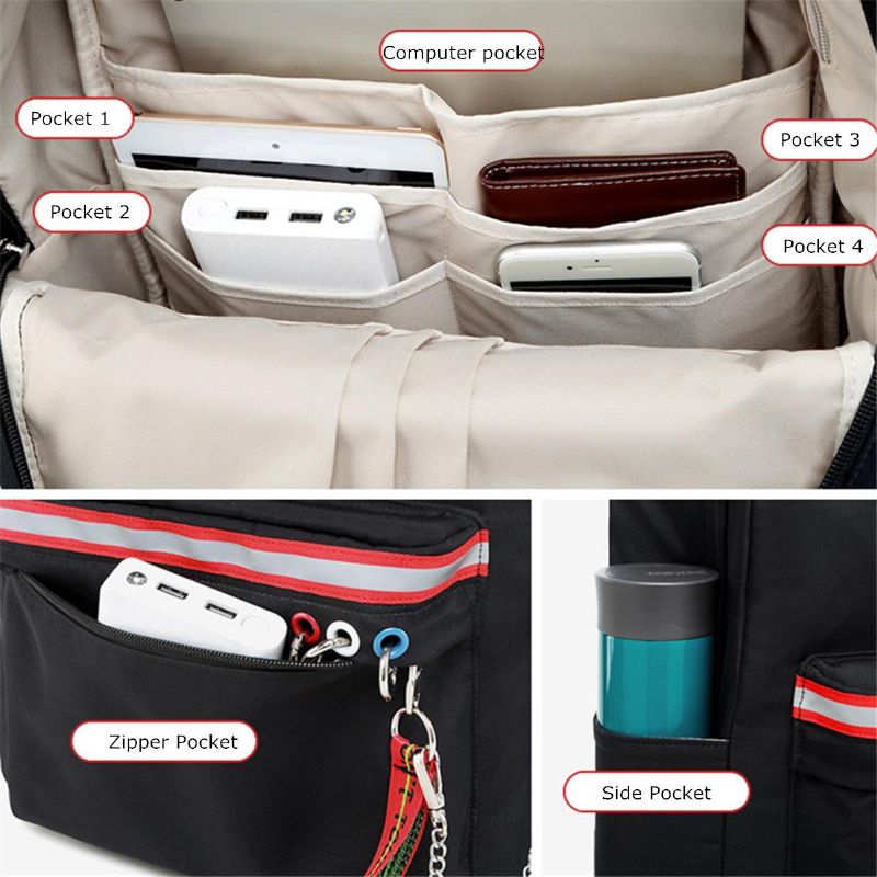 Wasserdichter Anti-diebstahl-frauen-usb-port-rucksack Laptop Reise Schule Umhängetasche