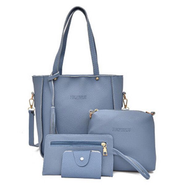 4 Stück Frauen Pu-leder Handtasche Quaste Freizeit Umhängetasche Solide Umhängetasche