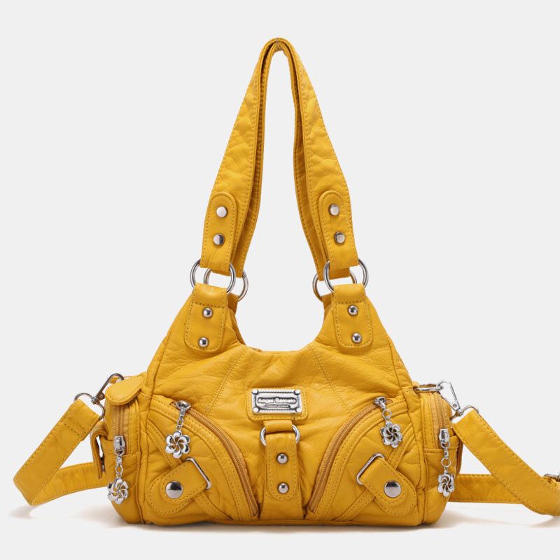 Angel Kiss Damen Pu-leder Vintage Multi-pocket Convertible Anti-diebstahl Umhängetasche Umhängetasche Handtasche