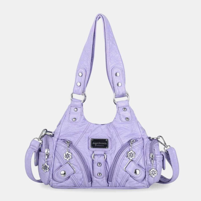 Angel Kiss Damen Pu-leder Vintage Multi-pocket Convertible Anti-diebstahl Umhängetasche Umhängetasche Handtasche