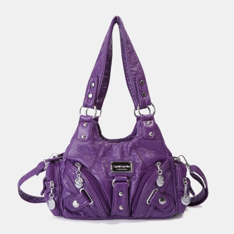 Angel Kiss Damen Pu-leder Vintage Multi-pocket Convertible Anti-diebstahl Umhängetasche Umhängetasche Handtasche