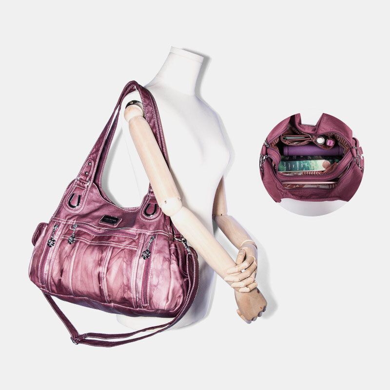 Angel Kiss Frauen Pu-leder Multi-carry Einfarbig Umhängetasche Umhängetasche Tote Handtasche