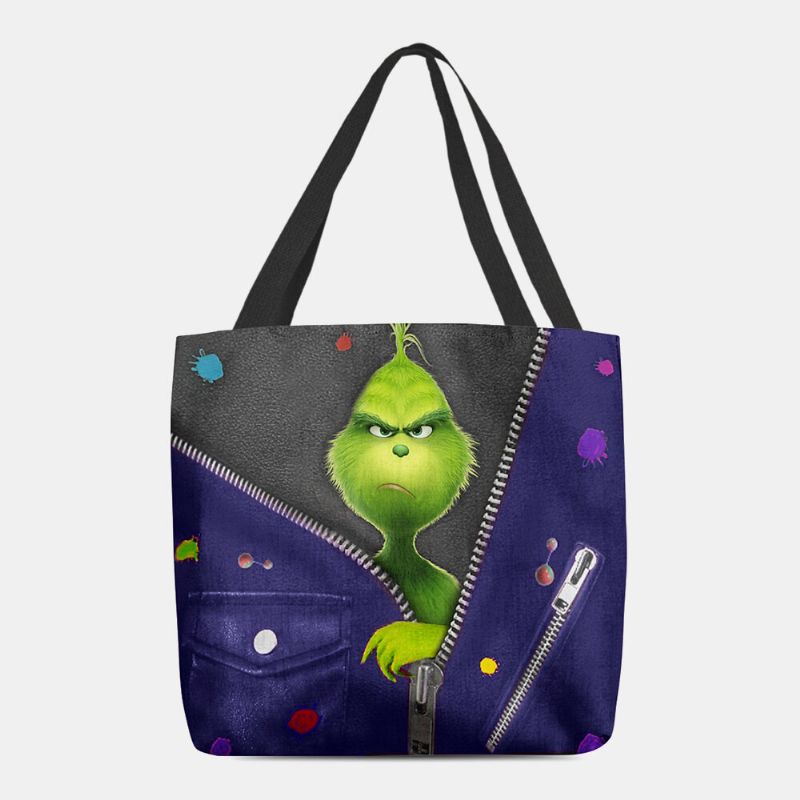 Damen Filz Niedliche Cartoon Grüne Monster Muster Umhängetasche Handtasche Tote