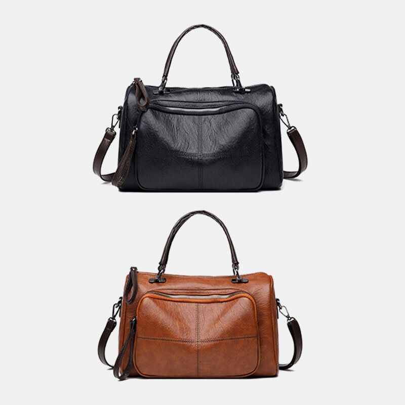 Damen Kunstleder Vintage Anti-diebstahl Tote Handtasche Umhängetasche Mit Großer Kapazität