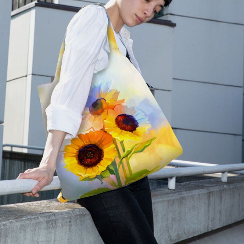 Damen Nylon Tie Dye Sunflower Pattern Print Sommertasche Umhängetasche Handtasche Tote