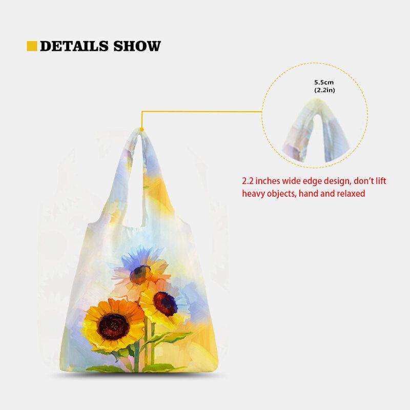 Damen Nylon Tie Dye Sunflower Pattern Print Sommertasche Umhängetasche Handtasche Tote