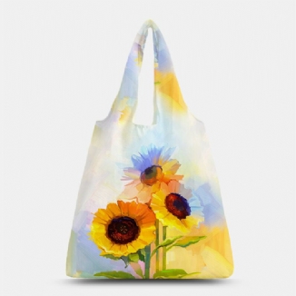 Damen Nylon Tie Dye Sunflower Pattern Print Sommertasche Umhängetasche Handtasche Tote