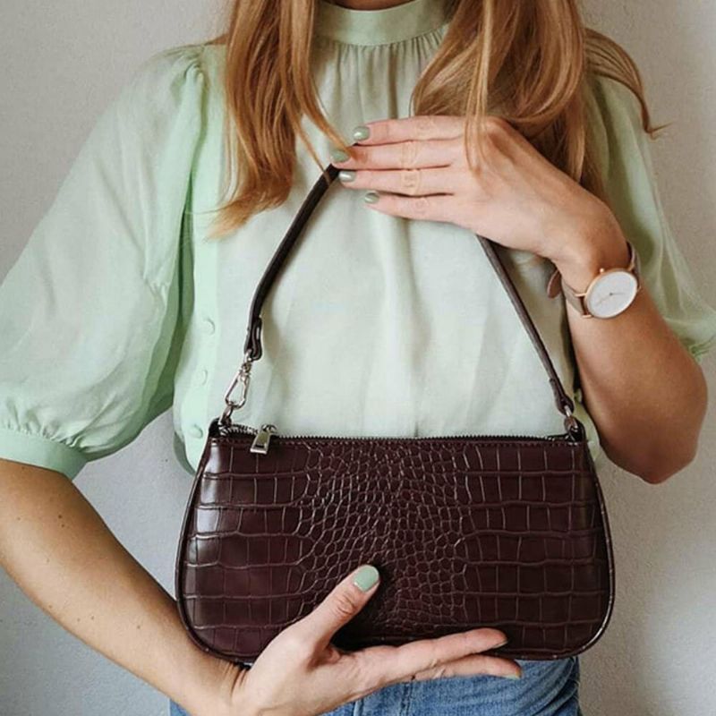 Damen Pu French Avocado Stick Bag Small Crowd Bag Vintage Crocodile Pattern Damen Bag One Shoulder French Underarm Bag Handtaschen