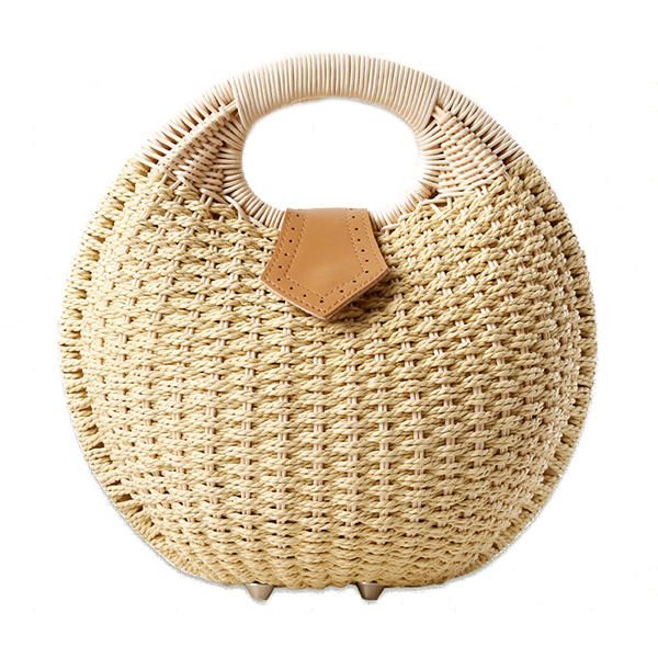 Damen Tote Handtasche Sommer Strandtasche Strohtasche Rattan Tasche Handtasche