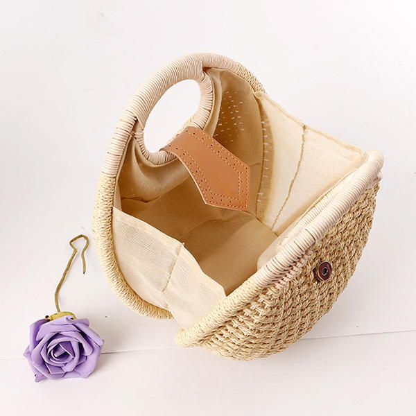 Damen Tote Handtasche Sommer Strandtasche Strohtasche Rattan Tasche Handtasche