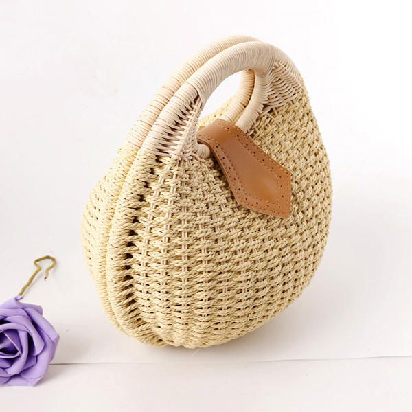 Damen Tote Handtasche Sommer Strandtasche Strohtasche Rattan Tasche Handtasche