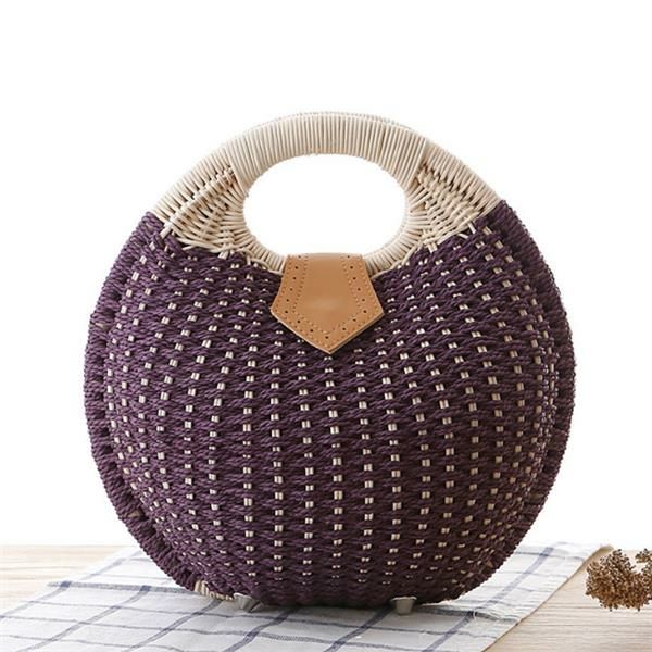 Damen Tote Handtasche Sommer Strandtasche Strohtasche Rattan Tasche Handtasche