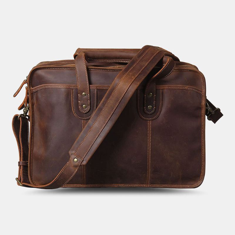 Ekphero Herren Vintage Multifunktionale Verschleißfeste Kunstleder Große Kapazität Business Aktentaschen Handtasche