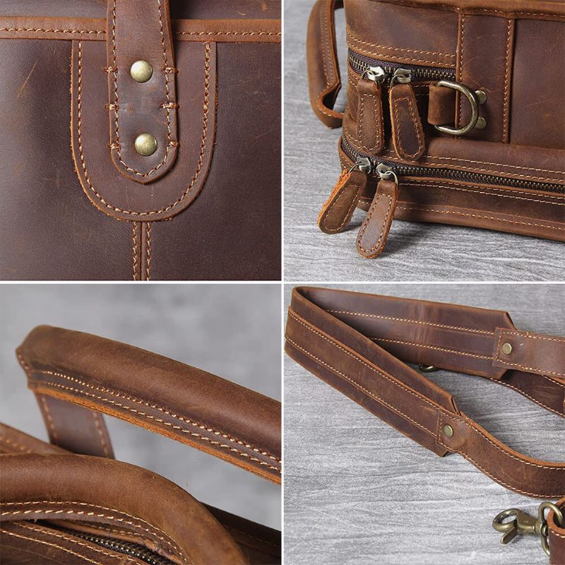 Ekphero Herren Vintage Multifunktionale Verschleißfeste Kunstleder Große Kapazität Business Aktentaschen Handtasche