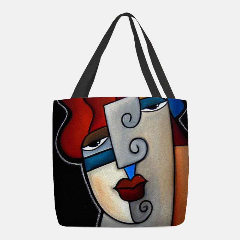 Frauen-filz-picasso-art-mehrfarbenkarikaturfiguren-druck-handtaschen-schulter-beutel-tasche