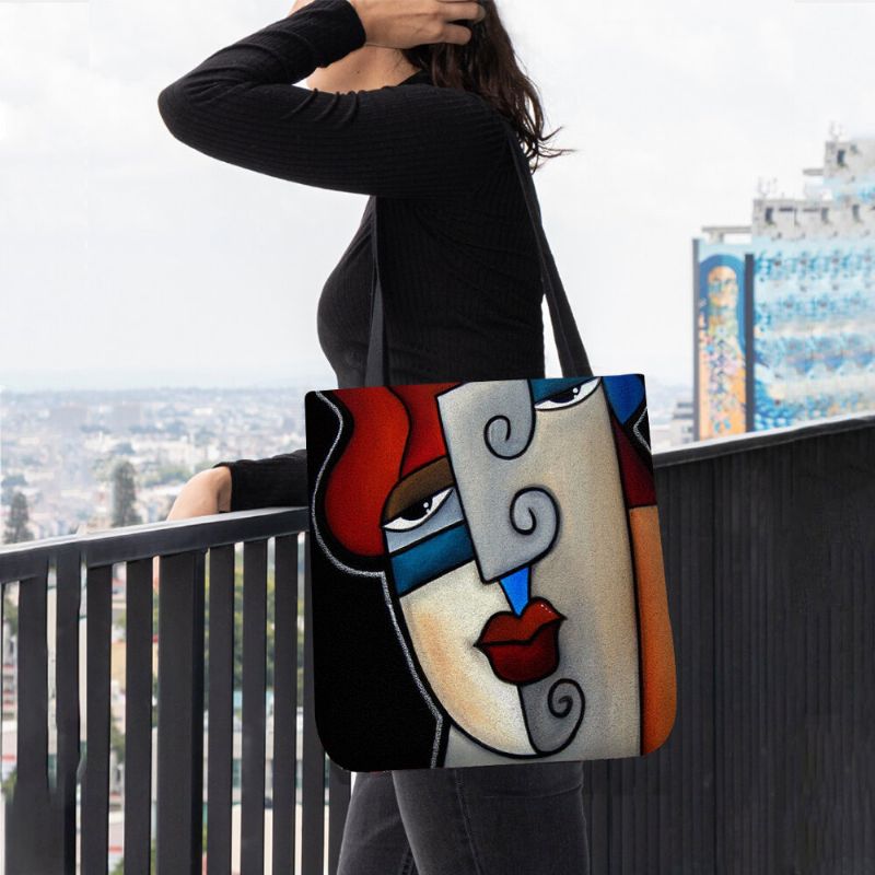 Frauen-filz-picasso-art-mehrfarbenkarikaturfiguren-druck-handtaschen-schulter-beutel-tasche